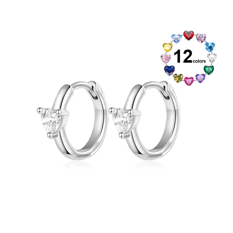 Gnoce Birthstone Heart Hoop Earrings