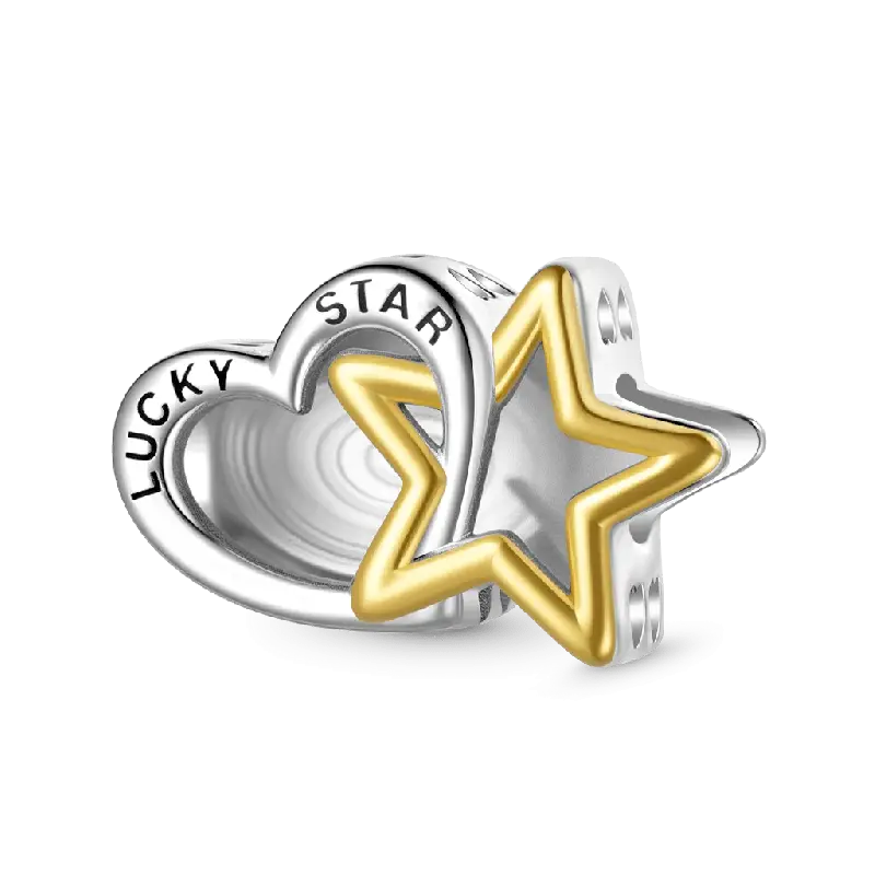 Gnoce Engravable Lucky Star & Heart Charm