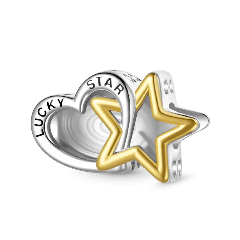 Gnoce Engravable Lucky Star & Heart Charm