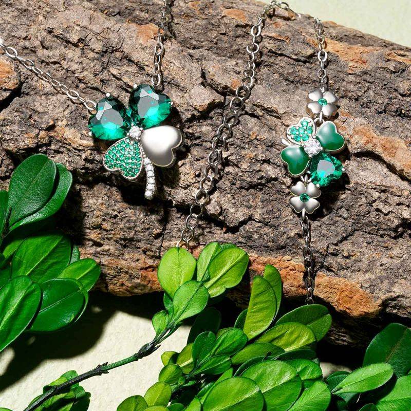 Gnoce Lucky Four Leaf Clover Necklaces