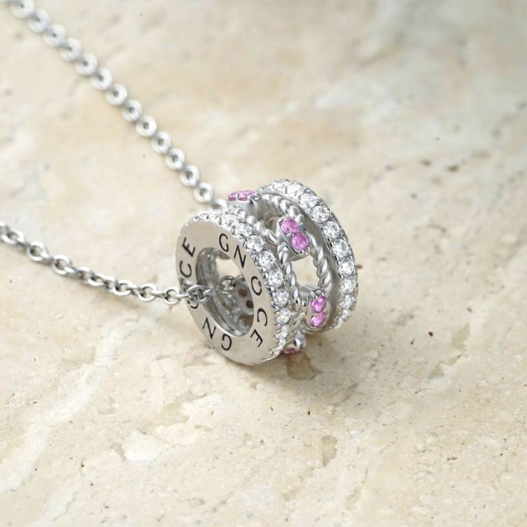 Gnoce Paving Link Drum Pendant Necklaces