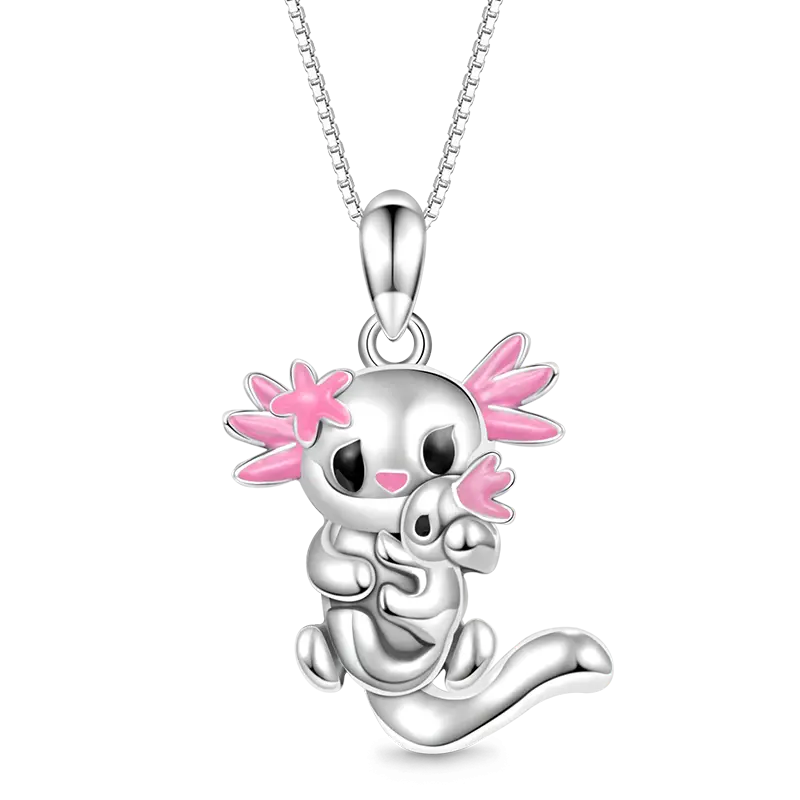 Gnoce Embrace Love Sakura Mexican Axolotl & Baby Necklaces