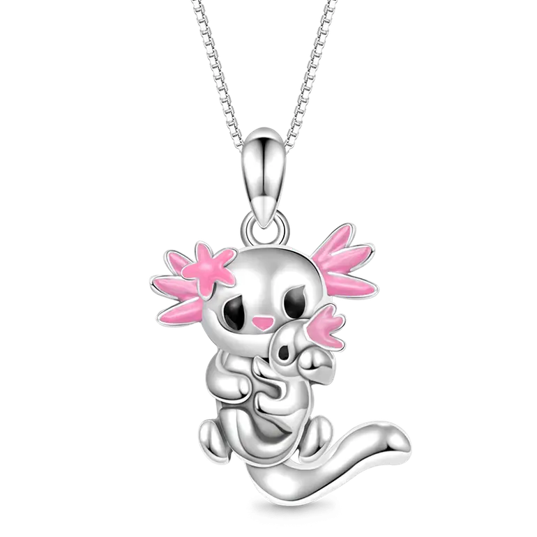 Gnoce Embrace Love Sakura Mexican Axolotl & Baby Necklaces