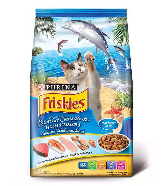 بيورينا فريسكيس طعام القطط البالغة بنكهة المأكولات البحرية المتنوعة 1.2 كجم