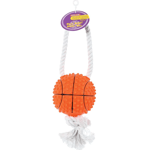 زولكس لعبة للكلاب على شكل كرة سلة مزودة بحبل لون برتقالي