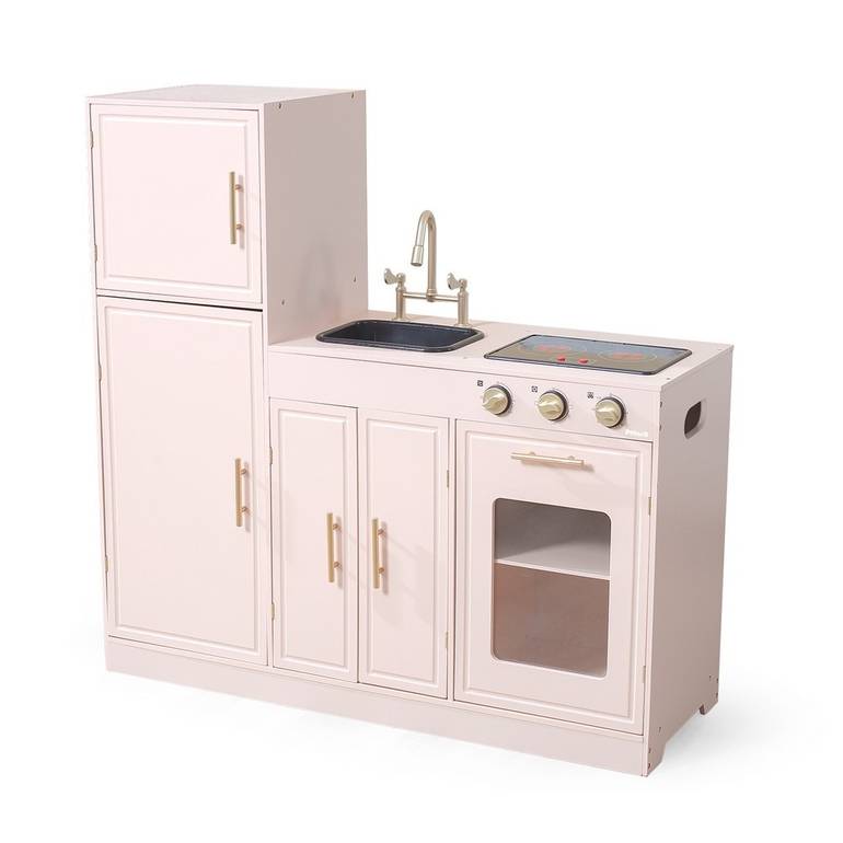 المطبخ الكلاسيكي الخشبي الوردي مع الإضائة