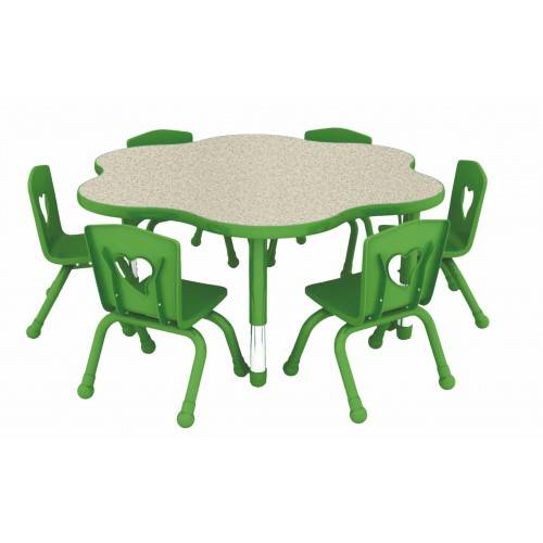 طاولة دائرية 6 كراسي مموجة قطر 120سم - لون أخضر