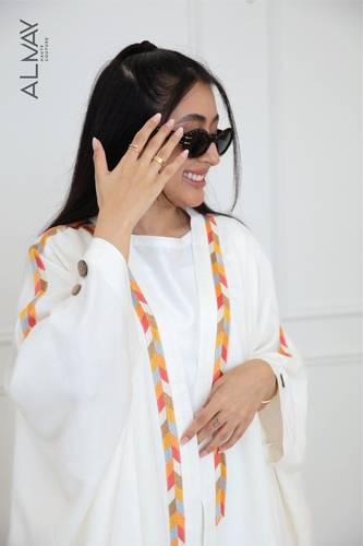  Natural Linen Abaya Offwhite color