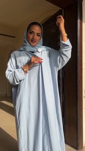 Japanese Silk abaya Light Blue color
