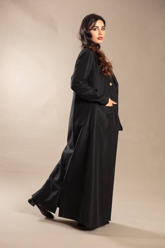 Formal abaya with internal vest black color