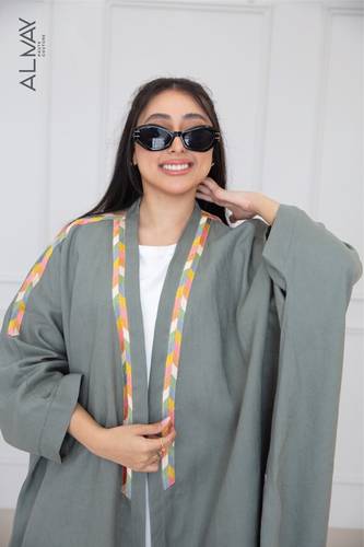 Natural Linen Abaya olive color