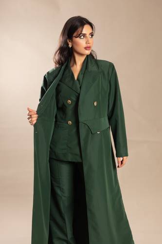   Formal abaya with internal vest green color