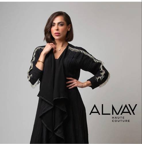 Linen Abaya with golden embroidery on the sleeves