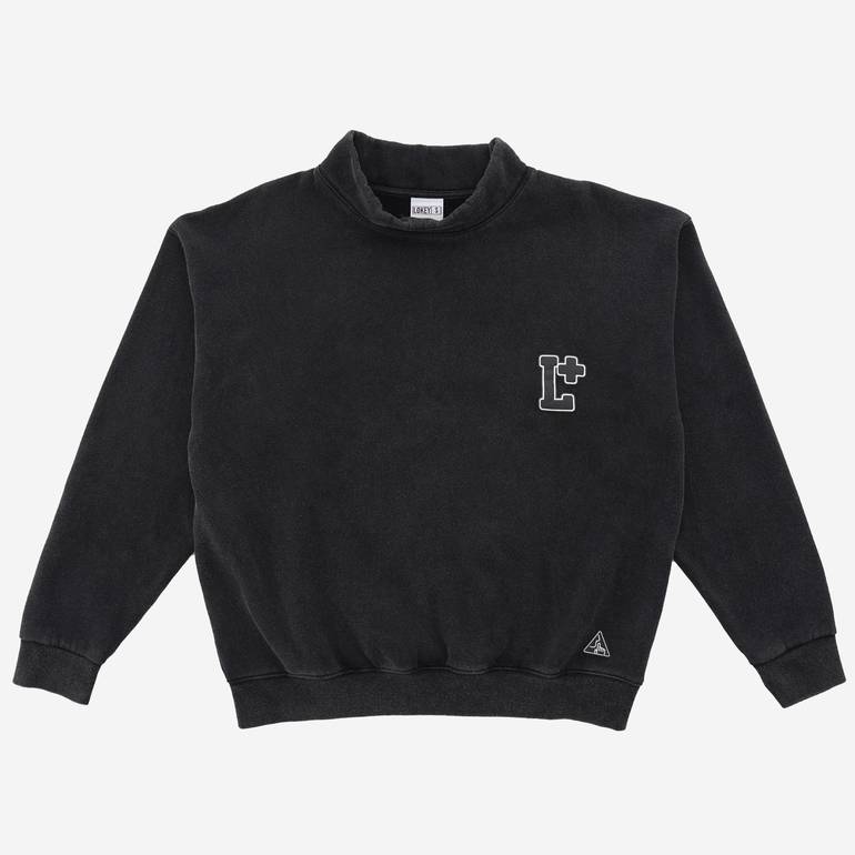 MOCK NECK SWEATER, VINTAGE CHARCOAL WASHED