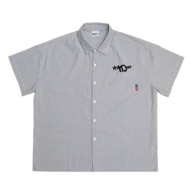 STRIPE SHIRT, DARK GREY 
