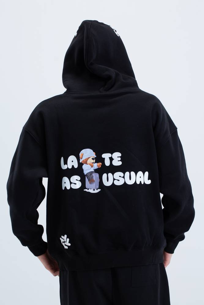 Hoodie Late as usual Black