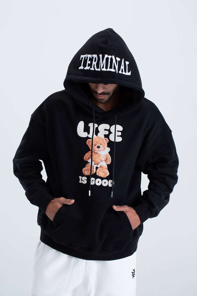Hoodie Life is Good Black