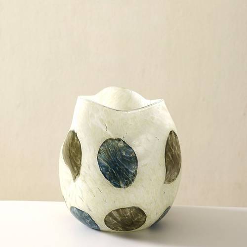 Small blue mesh texture luxury glass vase