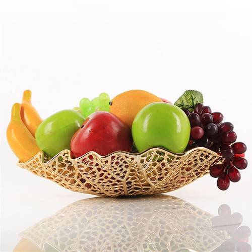 وعاء فاكهة او صحن حلا ذهبي معدني - صينية فاكهة من سبيكة مطلية ذهبي بالكهرباء-كبيرة