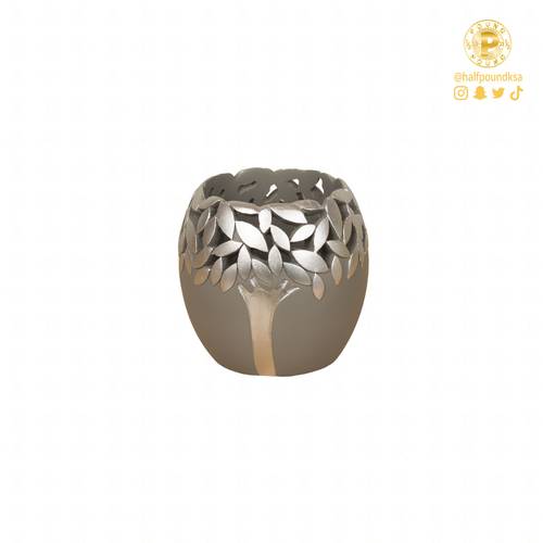 Half Pound Tealight Candle Holder - Gray and Silver - 9.5 x 9.5 x 9.5 cm