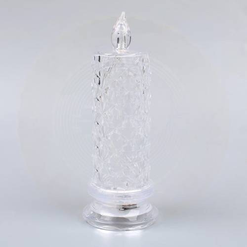 Luminous decorative lampshade in the form of a candle without a flame, made of transparent acrylic