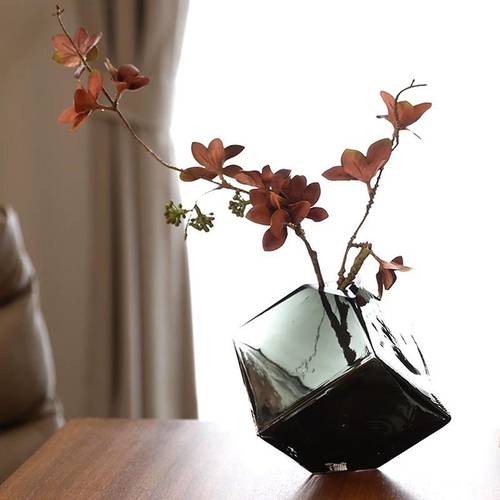  Black Glass Cubed Art Vase