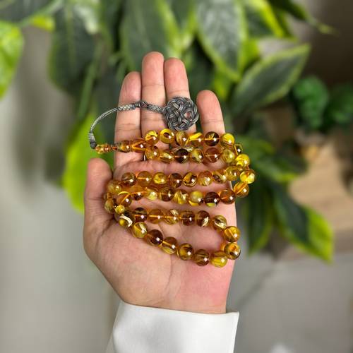 سبحة فاتوران أصفر شفاف معجن