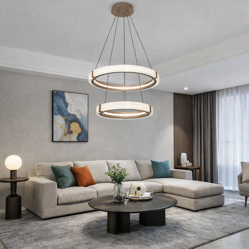 ثريا LED بتصميم عصري ثنائي الحلقات