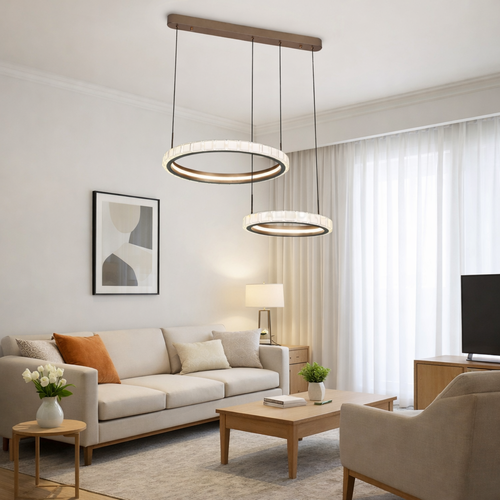 ثريا LED بتصميم رائع ثنائي الحلقات