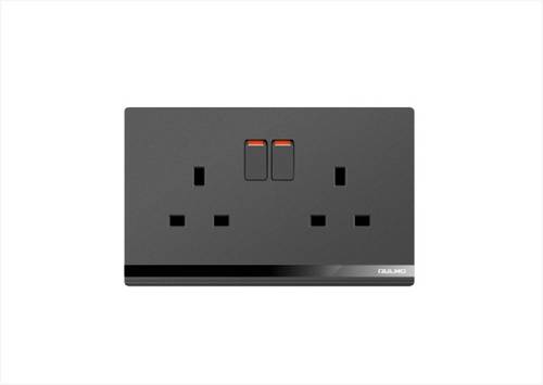 فيش مزدوج 13A بيانو  اسود اولمو AULMO L5099DP