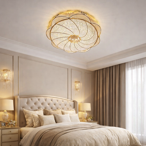 لطش LED دائري بشكل فاخر ذهبي