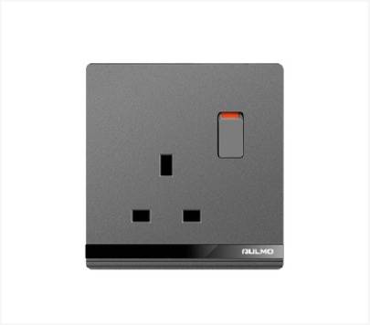 فيش 13A مع مفتاح بيانو رمادي اولمو AULMO L5098DP