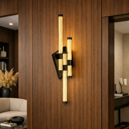 ابليك جداري LED بشكل هندسي رائع اسود