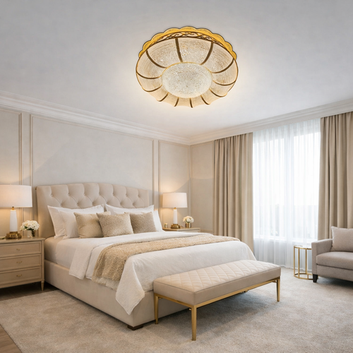 لطش LED دائري بشكل عصري ذهبي