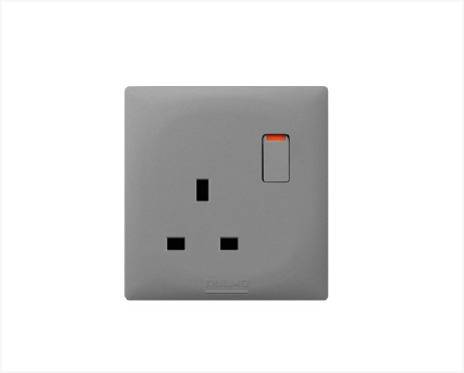 فيش 13A مع مفتاح بيانو رمادي AULMO PLUS L8098DP