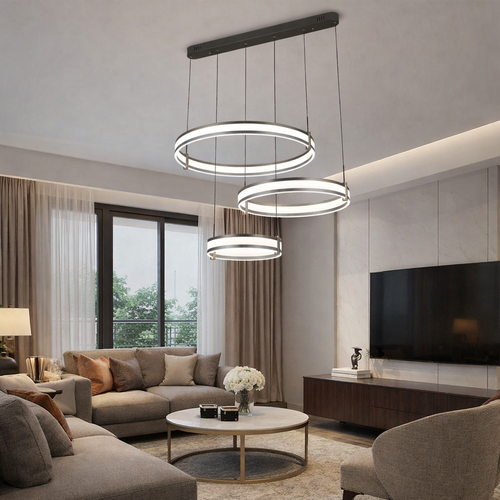ثريا LED بتصميم رائع ثلاثي الحلقات