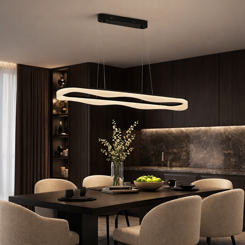 ثريا LED بشكل انسيابي انيق بإطار اسود