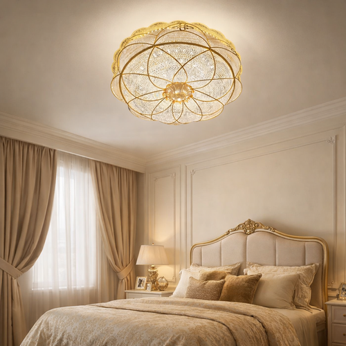 لطش LED دائري بشكل مزخرف جميل ذهبي