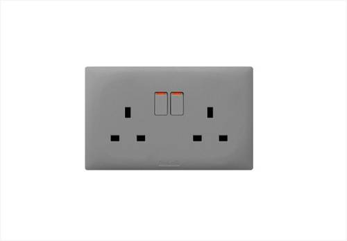 فيش مزدوج 13A 7*14 رمادي AULMO PLUS L8099DP بيانو