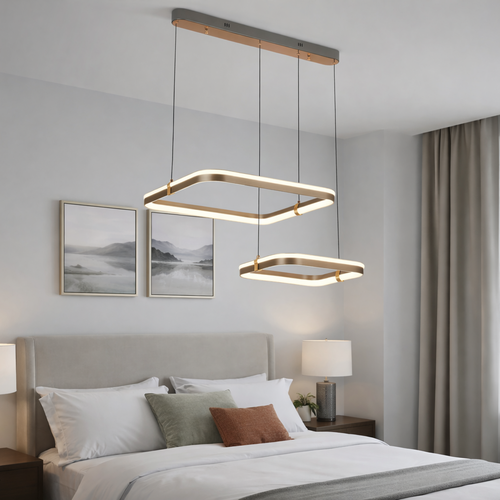 ثريا LED بتصميم عصري ثنائي الحلقات