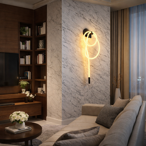 ابليك جداري LED على شكل حبل انيق اسود