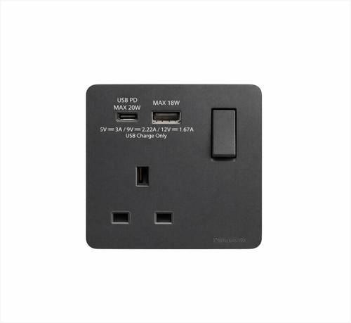 فيش A13 مع USB A+C بانسونيك اسود اوفيلا OVELLA  Panasonic