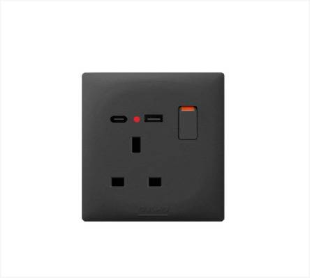فيش 13A مع USB+TYPC بيانو اسود AULMO PLUS L8095C