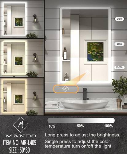 مرايا LED بشكل عصري مستطيل 60*80سم ماندو