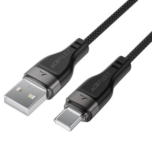 كيبل شحن قماشي مغناطيسي ذكي USB-A إلى Type-C من سبائك الزنك بقوة 3A من Acefast C11-04 - أسود