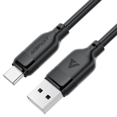 كيبل شحن ونقل بيانات يو اس بي (USB-A) إلى تايب سي (USB-C) مرن (TPE) بقوة 3 أمبير موديل C16-04 من Acefast - أسود