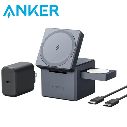 قاعدة شحن لاسلكي انكر ماغ سيفAnker 3-in-1 Cube with MagSafe