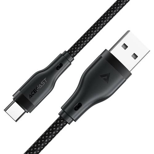 كيبل شحن ونقل بيانات قماشي USB-A إلى Type-C بقوة 3A من Acefast C8-04 - أسود