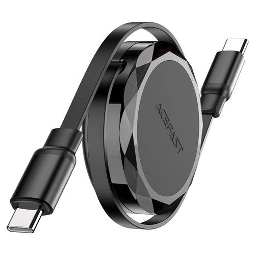 كيبل شحن ونقل بيانات تايب سي إلى تايب سي (USB-C) قابل للسحب بقوة 60 واط موديل C13-03 من Acefast - أسود