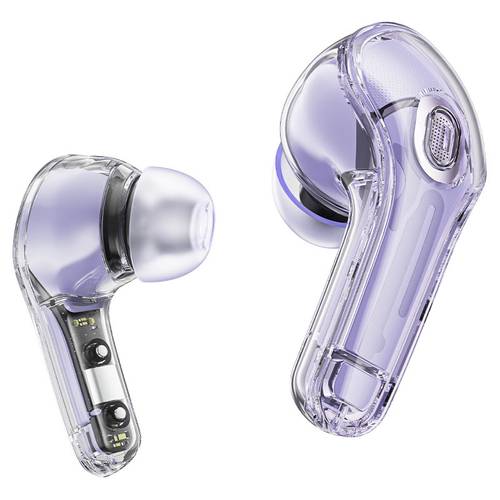 سماعات ACEFAST T8 Crystal اللاسلكية الشفافة – أخضر نعناعي – شاشة LED – Bluetooth 5.3 – مقاومة للماء IPX4